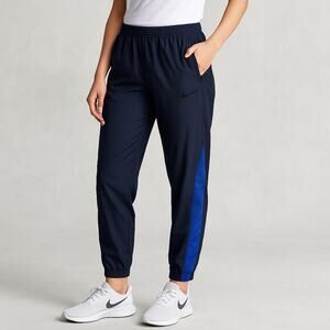 Nike Dri-FIT Women's Large Windbreaker Track Pants Joggers Blues Zip Pockets